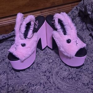 Pink Furry Baddie Bunny Platform Shoes Yru
